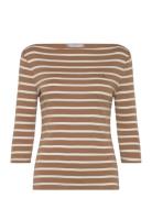 Slim Cody Boat-Nk 3/4Slv Tops T-shirts & Tops Long-sleeved Brown Tommy...