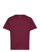 Cotton Jersey Crewneck Tee Tops T-Kortærmet Skjorte Burgundy Ralph Lau...