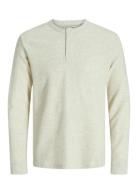 Jjedover Henley Ls Tee Noos Tops T-Langærmet Skjorte Cream Jack & J S