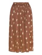 Heart Printed Silk Skirt Skirts Knee-length & Midi Skirts Brown Stella...
