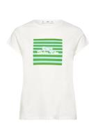 Printed Cotton-Blend T-Shirt Tops T-shirts & Tops Short-sleeved White ...