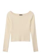 Nlflarin Ls Boatneck Short S Knit Tops Knitwear Pullovers Cream LMTD