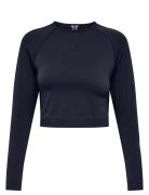Onpjiji Seam Ls Top Sport Crop Tops Long-sleeved Crop Tops Navy Only P...