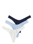 Brief Nellie Thong Cotton 3 P G-streng Undertøj Blue Lindex