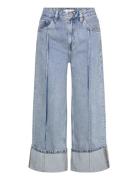 Wide-Leg Cropped Jeans With Turned-Up Hem Bottoms Jeans Wide Blue Mang...