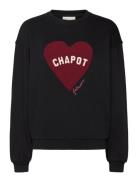 Terry Sport Heart Sweater Tops Sweatshirts & Hoodies Sweatshirts Black...
