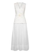 Linen And Ramie Dress With Belt Maxikjole Festkjole White Mango