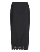 Embroidered Cotton Skirt Skirts Knee-length & Midi Skirts Black Mango