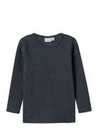 Nmnwax Wool Rib Ls Top Noos Tops T-shirts Long-sleeved T-Skjorte Navy ...