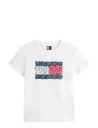 Tjw Reg Floral Flag Tee Tops T-shirts & Tops Short-sleeved White Tommy...