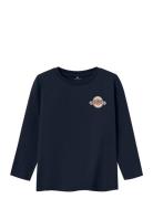 Nmmlamont Ls Top Box Tops T-shirts Long-sleeved T-Skjorte Navy Name It