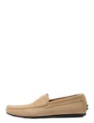 Slhsergio Suede Penny Driving Shoe Loafers Flade Sko Beige Selected