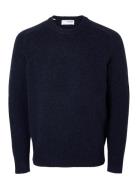 Slhrai Ls Knit Crew Neck Noos Tops Knitwear Round Necks Navy Selected
