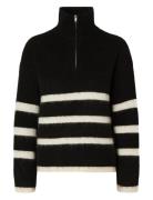 Slfmaline Ls Knit Half Zip Noos Tops Knitwear Jumpers Black Selected