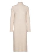 Slfmaline Ls Knit Dress High Neck Noos Knælang Kjole Cream Selected