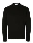 Slhdane Ls Knit Structure Crew Neck Noos Tops Knitwear Round Necks Bla...