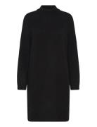 Slflulu Ls High Neck Knit Dress Knælang Kjole Black Selected