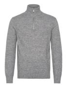 Slhrai Ls Knit Half Zip Tops Knitwear Half Zip Jumpers Grey Selected