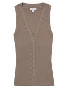 Lanette Vests Knitted Vests Brown Reiss