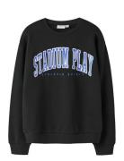 Nkfliona Nreg Sweat Bru Tops Sweatshirts & Hoodies Sweatshirts Black N...
