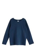 Top L S Slub Basic Tops T-shirts Long-sleeved T-Skjorte Navy Lindex