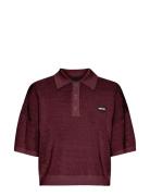 Slinky Knit Polo Tops T-shirts & Tops Polos Burgundy ROTATE Birger Chr...