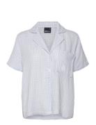 Gingham Gauze Homewear Shirt Top White Gina Tricot