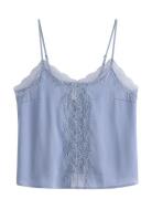 Camisole Lace Satin Top Blue Lindex