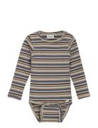 Body Ls Y/D Rib Langærmet Body Multi/patterned Minymo
