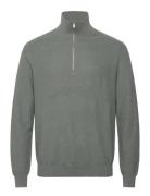 Microstructure Sweater With Zipper Collar Tops Knitwear Half Zip Jumpe...