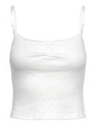 Pointelle Singlet Tops T-shirts & Tops Sleeveless White Gina Tricot