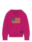 Flag Cotton Crewneck Sweater Tops Knitwear Pullovers Pink Ralph Lauren...