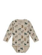 Body Ls Aop Langærmet Body Beige Minymo