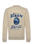 Denim Washed Artwork Sweatshirt Tops Sweatshirts & Hoodies Sweatshirts...