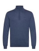 Kiyan Merino Quarter Zip Tops Knitwear Half Zip Jumpers Blue J. Lindeb...