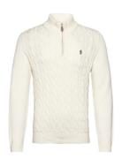 Nathan Cable Half Zip Tops Knitwear Half Zip Jumpers White Morris