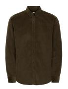 Onsmichael 18W Reg Cord Stretch Ls Noos Tops Shirts Casual Khaki Green...