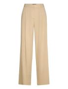 Wide Leg Pleated Trousers Bottoms Trousers Wide Leg Beige Mango