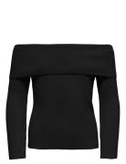 Kogkatia Ls Off Shoulder Cp Knt Tops Knitwear Pullovers Black Kids Onl...