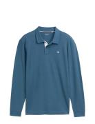 Basic Polo With Contrast Tops Polos Long-sleeved Blue Tom Tailor