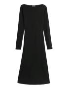 5X2 Rib Flare Midi Dress Ls Knælang Kjole Black Tommy Hilfiger