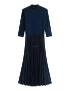 Slim 5X2 Rib Mix Midi Drs Knælang Kjole Navy Tommy Hilfiger