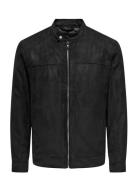 Onsmike Fake Suede Jacket Otw Tynd Jakke Black ONLY & SONS