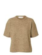Slflulu 2/4 Knit O-Neck Noos Tops Knitwear Jumpers Beige Selected