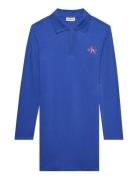 Ls Monologo Rib Polo Mini Dress Kort Kjole Blue Calvin Klein Jeans