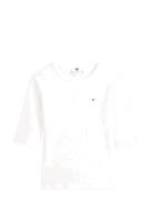 Slim 5X2 Rib C-Nk 1/2 Slv Tops T-shirts & Tops Short-sleeved White Tom...