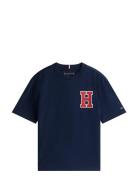 Varsity Front Back Print Tee Ss Tops T-Kortærmet Skjorte Navy Tommy Hi...