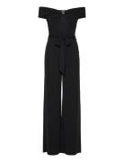 Belted Jersey Off-The-Shoulder Jumpsuit Bottoms Jumpsuits Black Lauren...