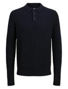 Jjpannel Knit Polo Aw24 Tops Knitwear Long Sleeve Knitted Polos Navy J...