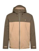 Color-Blocked Hooded Jacket Outerwear Rainwear Rain Coats Beige Polo R...